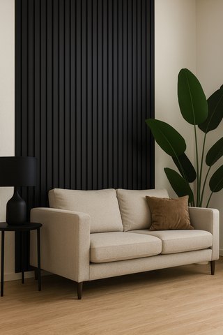 RIFLAJ TIP PANOU ACUSTIC NEGRU DIN MDF