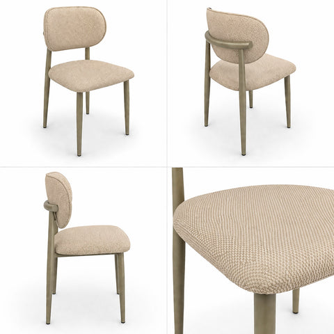 Scaun POLO METALIC OLIVE, tapiterie boukle BEJ NISIPIU