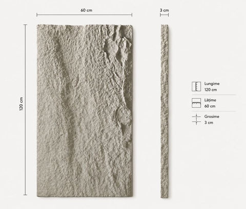Panou decorativ 3D Stone-Rock Grej 1200x600x30mm