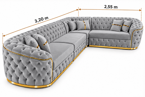 COLTAR EXTENSIBIL PARIS 320x255CM, FIX, GRI CU AURIU