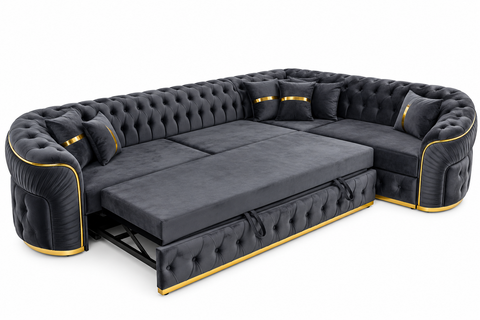 COLȚAR EXTENSIBIL PARIS II 310 × 250 CM – ANTRACIT CU AURIU