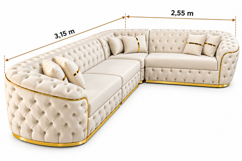 COLTAR EXTENSIBIL PARIS 320x255CM, FIX, BEJ CU AURIU