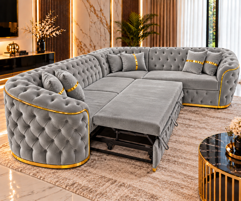 COLTAR EXTENSIBIL PARIS 320x255CM, FIX, GRI CU AURIU