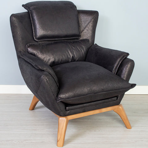 SET 3/1/1 CANAPEA LUXURY ELITE 3 LOCURI SI 2 FOTOLII, TAPITERIE NEAGRA