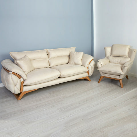 SET 3/1/1 CANAPEA LUXURY ELITE 3 LOCURI SI 2 FOTOLII, TAPITERIE BEJ