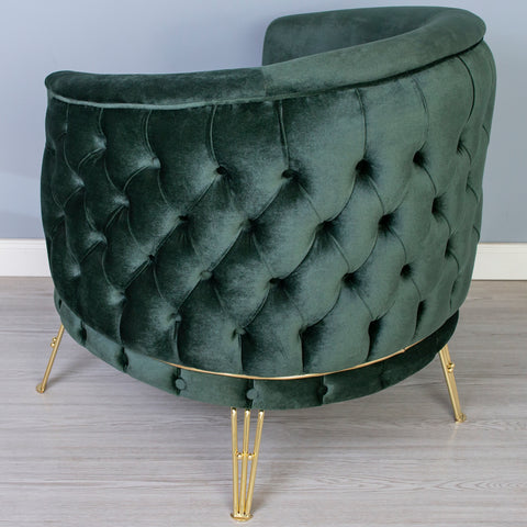 Fotoliu BELLA Gold , tapiterie catifea verde