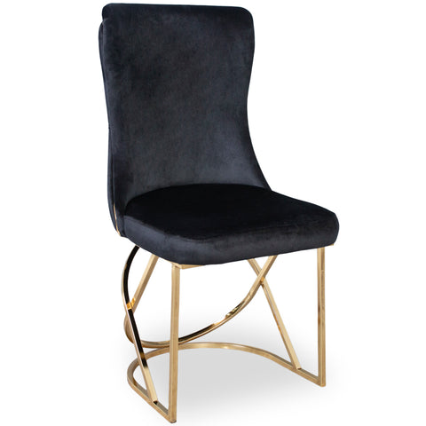 Scaun DELUXE metal auriu / catifea neagra cu auriu