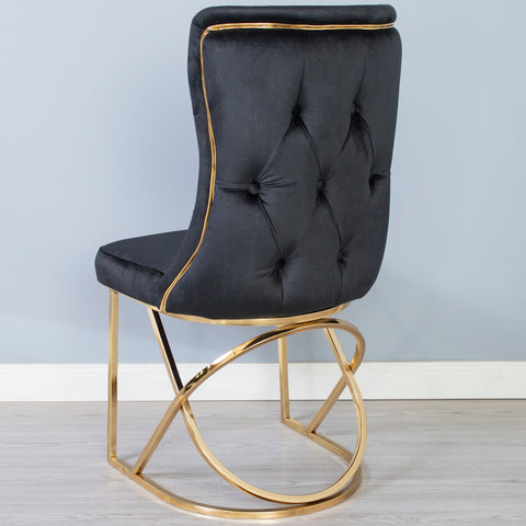 Scaun DELUXE metal auriu / catifea neagra cu auriu