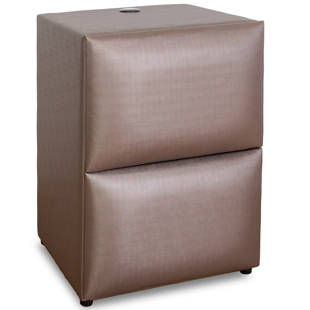 Pat tapitat cu lada de depozitare si semineu electric, CAPUCINO SATINAT