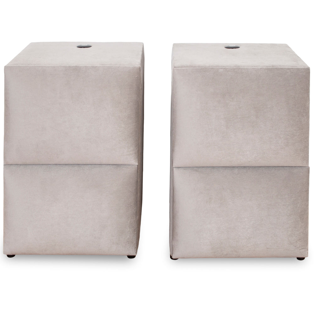 Pat tapitat cu lada de depozitare si semineu electric, GRI