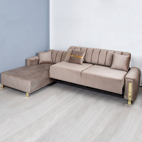 Coltar Florensa electric, capucino cu auriu 320 x 180 cm - sezlong stanga