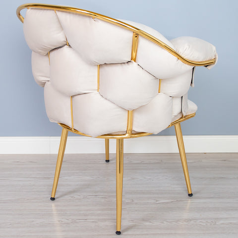 Scaun metalic Gold BALLOON, catifea Bej 80x60x80CM