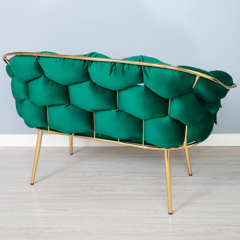 Bancheta metalica Gold BALLOON, catifea verde 135x60x88cm