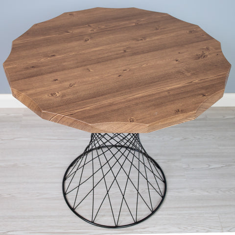 Masa neagra metalica cu blat "Wood Top" 80Ø