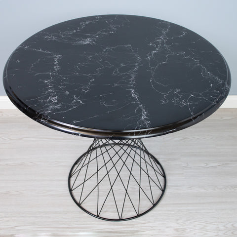 Masa neagra metalica cu blat negru "Marble Style" 85Ø