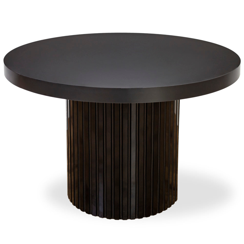 MASUTA NEAGRA DE CAFEA ROTUNDA CU RIFLAJE, 70x70x50cm