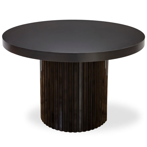 MASUTA NEAGRA DE CAFEA ROTUNDA CU RIFLAJE, 70x70x50cm