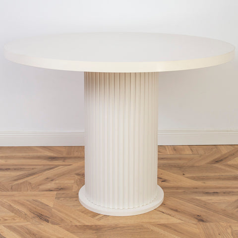 MASA ALBA, ROTUNDA CU RIFLAJE 105X105X75CM