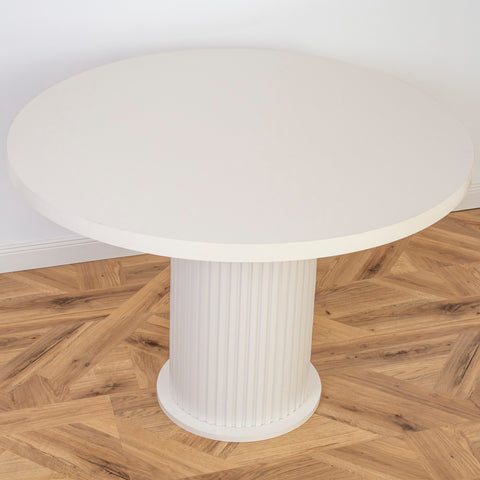 MASA ALBA, ROTUNDA CU RIFLAJE 105X105X75CM