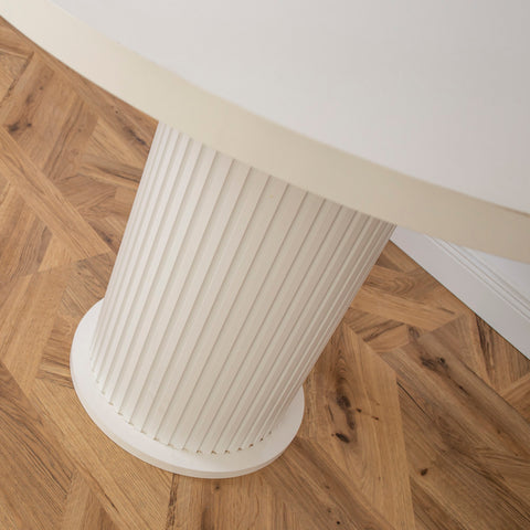 MASA ALBA, ROTUNDA CU RIFLAJE 105X105X75CM