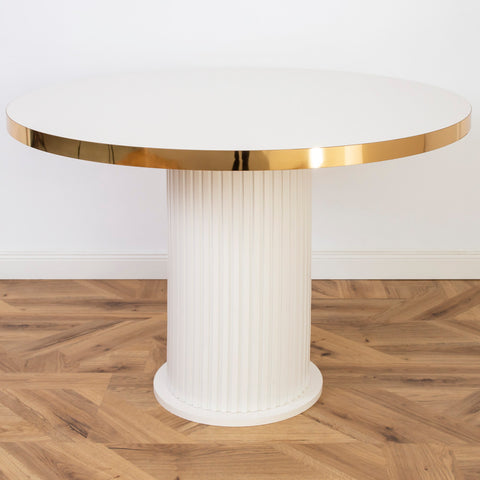 MASA ALB & AURIU, ROTUNDA CU RIFLAJE 105X105X75CM