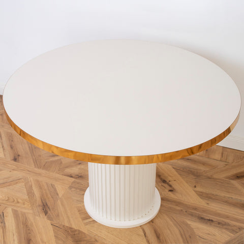 MASA ALB & AURIU, ROTUNDA CU RIFLAJE 105X105X75CM