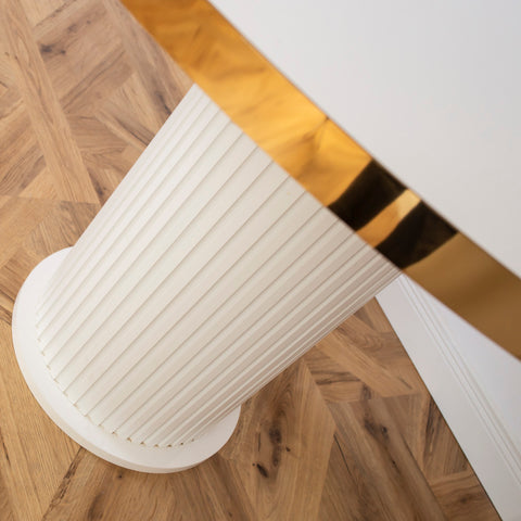 MASA ALB & AURIU, ROTUNDA CU RIFLAJE 105X105X75CM