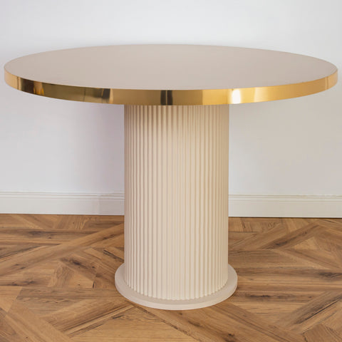 MASA BEJ & AURIU, ROTUNDA CU RIFLAJE 105X105X75CM