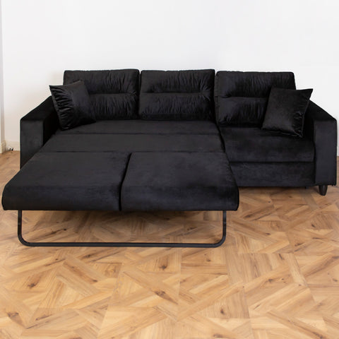 Canapea extensibila Oscar 3 locuri, tapitata neagra