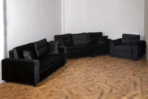 SET 3/2/1 CANAPEA 3 LOCURI, CANAPEA 2 LOCURI SI 1 FOTOLIU OSCAR, Catifea neagra