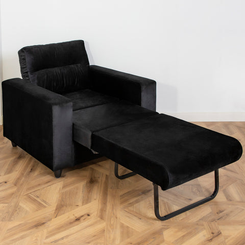 Fotoliu extensibil OSCAR, Tapiterie Catifea Neagra