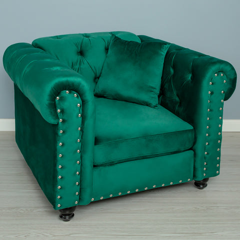 Fotoliu CHESTERFIELD, catifea verde smarald 100x90x75cm