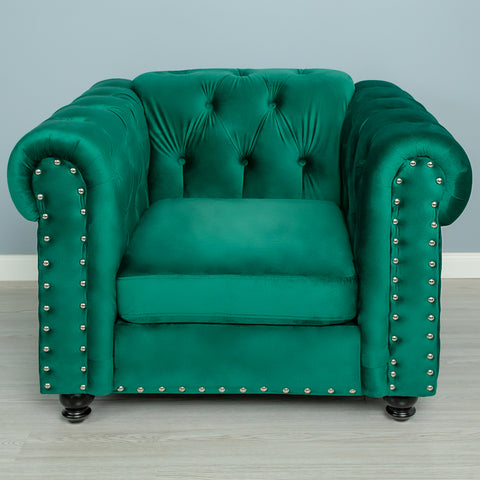 Fotoliu CHESTERFIELD, catifea verde smarald 100x90x75cm