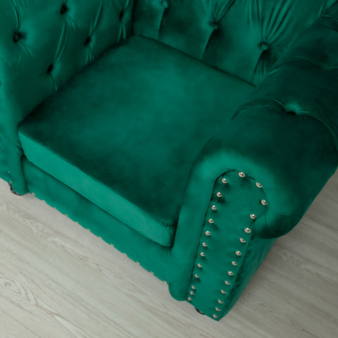 Fotoliu CHESTERFIELD, catifea verde smarald 100x90x75cm