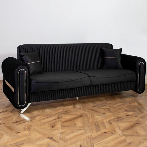 CANAPEA 3 LOCURI PALACE NEAGRA - EXTENSIBILA, CLICK CLACK