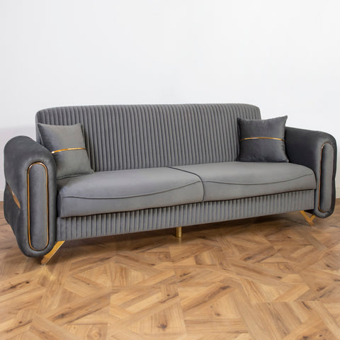 CANAPEA 3 LOCURI PALACE GRI INCHIS - EXTENSIBILA, CLICK CLACK