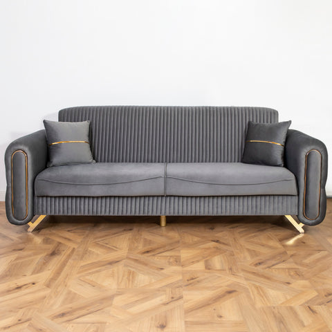 CANAPEA 3 LOCURI PALACE GRI INCHIS - EXTENSIBILA, CLICK CLACK