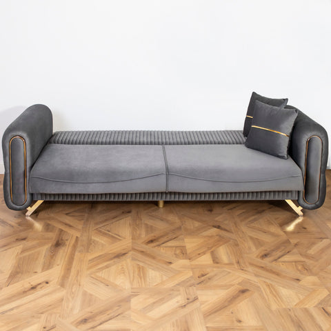 CANAPEA 3 LOCURI PALACE GRI INCHIS - EXTENSIBILA, CLICK CLACK