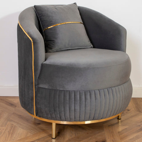 SET PALACE 3/1/1 - CANAPEA EXTENSIBILA + 2 FOTOLII, GRI INCHIS CU AURIU