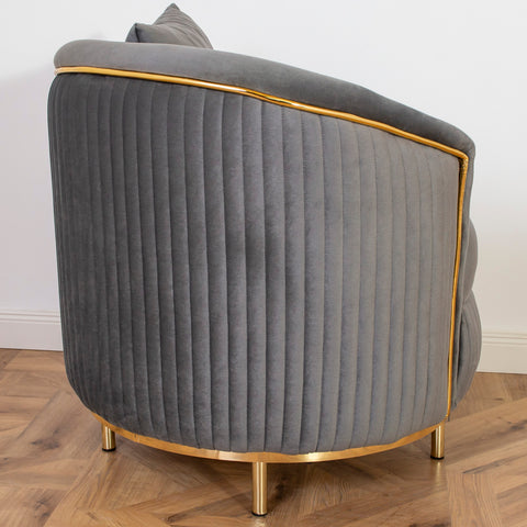 SET PALACE 3/1/1 - CANAPEA EXTENSIBILA + 2 FOTOLII, GRI INCHIS CU AURIU