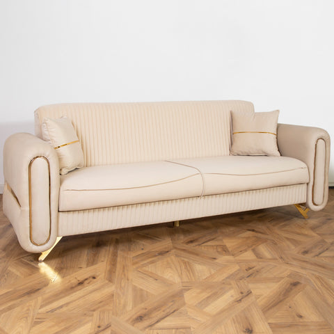 CANAPEA 3 LOCURI PALACE BEJ - EXTENSIBILA, CLICK CLACK