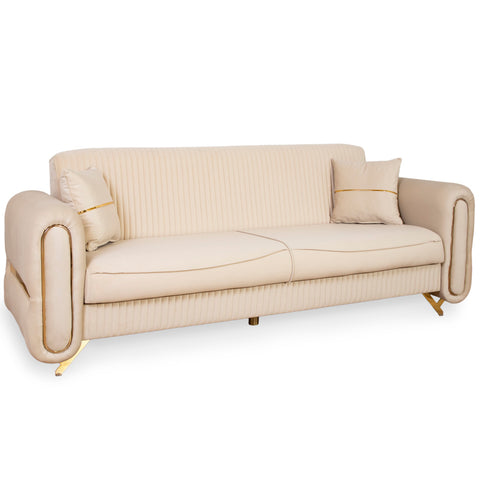 CANAPEA 3 LOCURI PALACE BEJ - EXTENSIBILA, CLICK CLACK