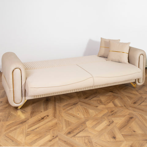 CANAPEA 3 LOCURI PALACE BEJ - EXTENSIBILA, CLICK CLACK