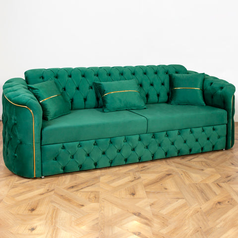 Canapea extensibila PARIS 3 locuri, tapitata verde smarald