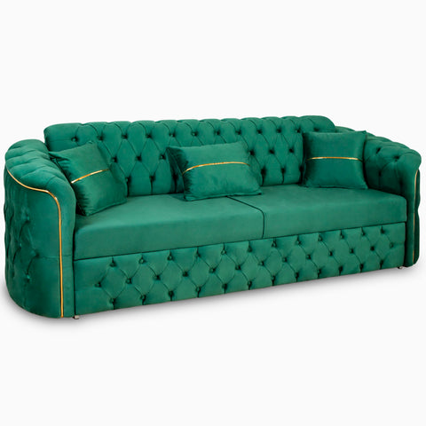 Canapea extensibila PARIS 3 locuri, tapitata verde smarald