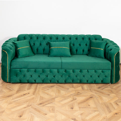 Canapea extensibila PARIS 3 locuri, tapitata verde smarald