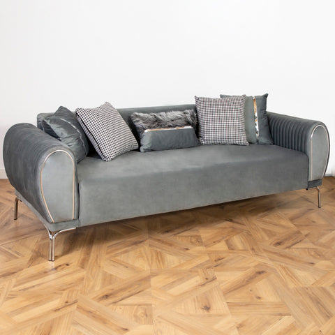 CANAPEA 3 LOCURI NOVO, TAPITATA GRI CU ARGINTIU