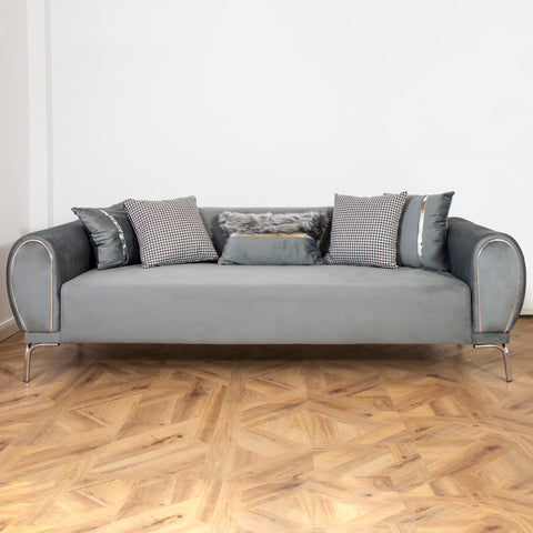 CANAPEA 3 LOCURI NOVO, TAPITATA GRI CU ARGINTIU