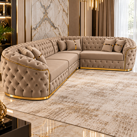 COLTAR EXTENSIBIL PARIS 320x255CM, FIX, CAPUCINO CU AURIU