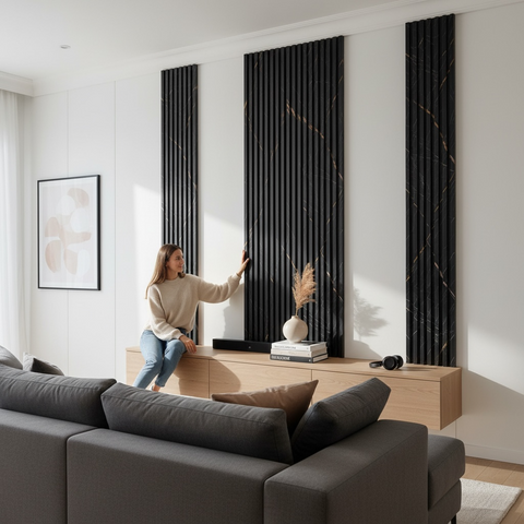 RIFLAJ NEGRU MARMURAT DIN WPC 2800X210X20MM